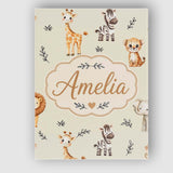 Personalised Name Safari Animals with Custom Modern Room Accent Creative Decorator Style Canvas Wall Art Print Decor Picture Ready to Hang