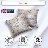 Custom Name Safari Animals with Elephant Lion and Leopard Cub on Square Filled Cushion Throw Pillow Sofa Bed Home Decor Zip Washable UK Made