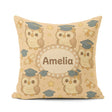 Custom Name Cute Graduation Owl Cartoon Animal Pattern Cute Gift Square Filled Cushion Throw Pillow Sofa Bed Home Decor Zip Washable UK Made