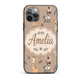 Safari Animals with Elephant Lion and Leopard Cub Custom Name Protective Phone Case Mobile Cover Durable Everyday Smartphone Shock Resistant
