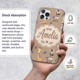 Safari Animals with Elephant Lion and Leopard Cub Custom Name Protective Phone Case Mobile Cover Durable Everyday Smartphone Shock Resistant