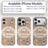 Safari Animals with Elephant Lion and Leopard Cub Custom Name Protective Phone Case Mobile Cover Durable Everyday Smartphone Shock Resistant