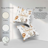 Custom Name Animals with Elephant Lion and Leopard on Light Grey Square Filled Cushion Throw Pillow Sofa Bed Home Decor Zip Washable UK Made