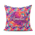 Custom Name Colourful Liquid Marble Swirl Purple Orange Abstract Square Filled Cushion Throw Pillow Sofa Bed Home Decor Zip Washable UK Made