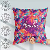 Custom Name Colourful Liquid Marble Swirl Purple Orange Abstract Square Filled Cushion Throw Pillow Sofa Bed Home Decor Zip Washable UK Made