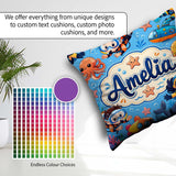 Custom Name Underwater with Scuba Divers and Whale on Soft Blue Square Filled Cushion Throw Pillow Sofa Bed Home Decor Zip Washable UK Made