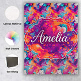 Personalised Name Colourful Liquid Marble Swirl Pink Purple Orange Custom  Unique Canvas Wall Art Print Decor Picture Ready to Hang