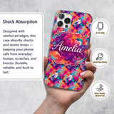 Colourful Liquid Marble Swirl Pink Purple Orange Custom Name Protective Phone Case Mobile Cover Durable Everyday Smartphone Shock Resistant