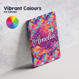 Personalised Name Colourful Liquid Marble Swirl Pink Purple Orange Custom  Unique Canvas Wall Art Print Decor Picture Ready to Hang