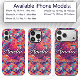 Colourful Liquid Marble Swirl Pink Purple Orange Custom Name Protective Phone Case Mobile Cover Durable Everyday Smartphone Shock Resistant