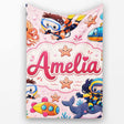 Underwater with Scuba Divers Starfish and Whale on Blush Pink  Personalised Custom Name Super Soft Fleece Blanket Bed Sofa Throw