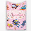 Underwater with Scuba Divers Starfish and Whale on Soft Blush Pink  Personalised Custom Name Super Soft Fleece Blanket Bed Sofa Throw
