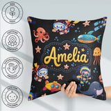 Custom Name with Scuba Divers Starfish and Whale on Grey Lovely Square Filled Cushion Throw Pillow Sofa Bed Home Decor Zip Washable UK Made