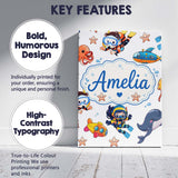 Personalised Name Underwater with Scuba Custom  Modern Room Accent Elegant Feature Canvas Wall Art Print Decor Picture Ready to Hang