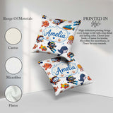 Custom Name with Scuba Divers Starfish and Whale on Clean White Square Filled Cushion Throw Pillow Sofa Bed Home Decor Zip Washable UK Made