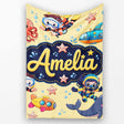 Underwater with Scuba Divers Starfish and Whale on Warm Yellow  Personalised Custom Name Super Soft Fleece Blanket Bed Sofa Throw