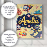 Personalised Name Underwater with Scuba Custom  Modern Room Accent Elegant Feature Canvas Wall Art Print Decor Picture Ready to Hang