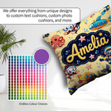 Custom Name with Scuba Divers Starfish and Whale on Warm Yellow Square Filled Cushion Throw Pillow Sofa Bed Home Decor Zip Washable UK Made