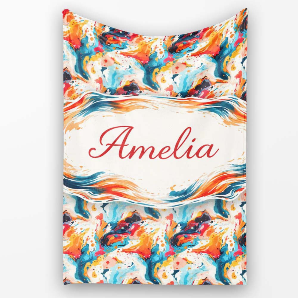 Modern Abstract Face Paint Splash Artistic Portrait Pattern Lovely  Personalised Custom Name Super Soft Fleece Blanket Bed Sofa Throw