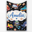 Underwater with Scuba Divers Starfish and Whale on Deep Black Lovely  Personalised Custom Name Super Soft Fleece Blanket Bed Sofa Throw