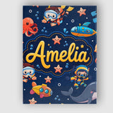 Personalised Name Underwater with Scuba Custom  Modern Room Accent Elegant Feature Canvas Wall Art Print Decor Picture Ready to Hang