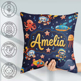 Custom Name Underwater with Scuba Divers and Whale on Navy Blue Square Filled Cushion Throw Pillow Sofa Bed Home Decor Zip Washable UK Made