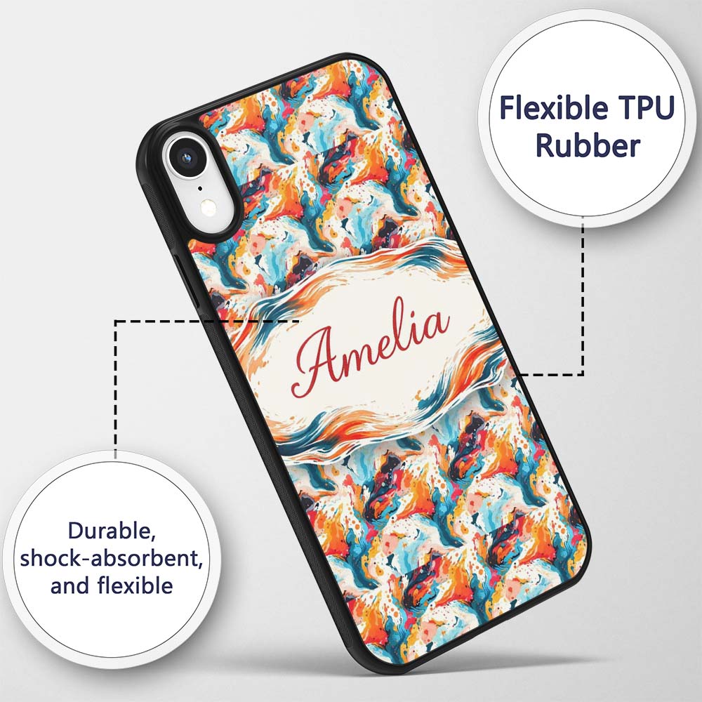 Modern Abstract Face Paint Splash Printed Design Custom Name Protective Phone Case Mobile Cover Durable Everyday Smartphone Shock Resistant