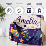 Underwater with Scuba Divers Starfish and Whale on Rich Purple  Personalised Custom Name Super Soft Fleece Blanket Bed Sofa Throw