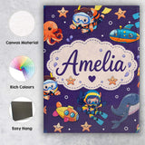 Personalised Name Underwater with Scuba Custom  Modern Room Accent Elegant Feature Canvas Wall Art Print Decor Picture Ready to Hang