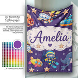 Underwater with Scuba Divers Starfish and Whale on Rich Purple  Personalised Custom Name Super Soft Fleece Blanket Bed Sofa Throw