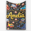 Underwater with Scuba Divers Starfish and Whale on Dark Charcoal  Personalised Custom Name Super Soft Fleece Blanket Bed Sofa Throw