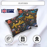 Custom Name Underwater with Scuba Divers Starfish and Whale Dark Square Filled Cushion Throw Pillow Sofa Bed Home Decor Zip Washable UK Made