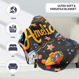 Underwater with Scuba Divers Starfish and Whale on Dark Charcoal  Personalised Custom Name Super Soft Fleece Blanket Bed Sofa Throw
