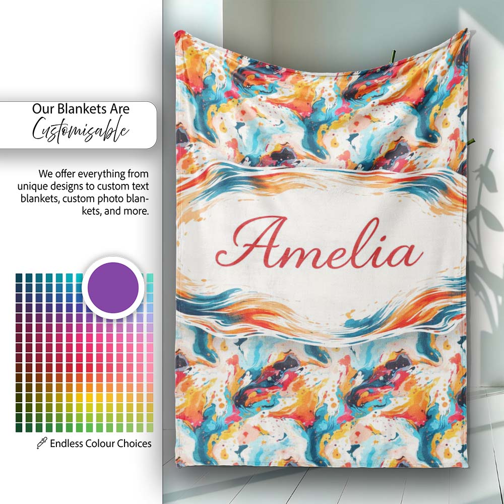 Modern Abstract Face Paint Splash Artistic Portrait Pattern Lovely  Personalised Custom Name Super Soft Fleece Blanket Bed Sofa Throw