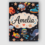 Personalised Name Underwater with Scuba Custom  Modern Room Accent Elegant Feature Canvas Wall Art Print Decor Picture Ready to Hang