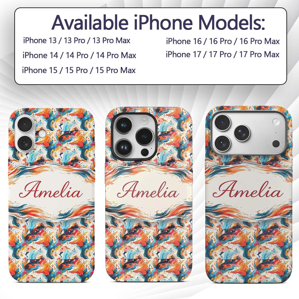 Modern Abstract Face Paint Splash Printed Design Custom Name Protective Phone Case Mobile Cover Durable Everyday Smartphone Shock Resistant