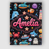 Personalised Name Cartoon Ocean with Custom Premium Decorative Design Modern Room Accent Canvas Wall Art Print Decor Picture Ready to Hang