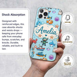 Cartoon Ocean with various sea Creatures Sea Custom Name Protective Phone Case Mobile Cover Durable Everyday Smartphone Shock Resistant