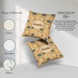 Custom Name Cute Graduation Owl Cartoon Animal Pattern Cute Gift Square Filled Cushion Throw Pillow Sofa Bed Home Decor Zip Washable UK Made