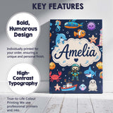 Personalised Name Cartoon Ocean with Custom Premium Decorative Design Modern Room Accent Canvas Wall Art Print Decor Picture Ready to Hang