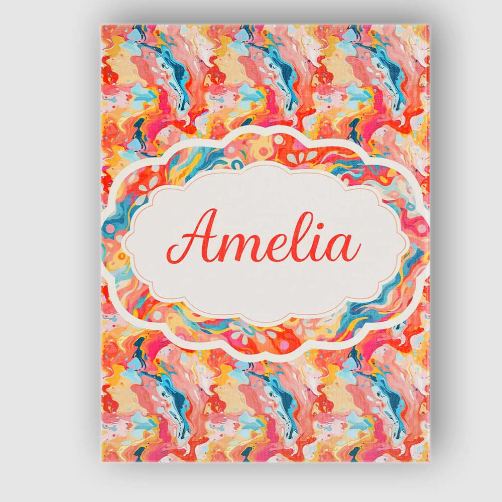 Personalised Name Soft Pastel Marble Fluid Pink Peach Blue Custom Stylish Home Interior Canvas Wall Art Print Decor Picture Ready to Hang