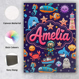 Personalised Name Cartoon Ocean with Custom Premium Decorative Design Modern Room Accent Canvas Wall Art Print Decor Picture Ready to Hang