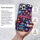 Cartoon Ocean with Various Sea Creatures on Rich Custom Name Protective Phone Case Mobile Cover Durable Everyday Smartphone Shock Resistant