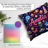 Custom Name Cartoon Ocean with Various Sea Creatures Rich Purple Square Filled Cushion Throw Pillow Sofa Bed Home Decor Zip Washable UK Made