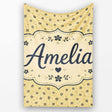 Minimal Beige Floral Ditsy with Small Black Flowers on Warm Neutral  Personalised Custom Name Super Soft Fleece Blanket Bed Sofa Throw