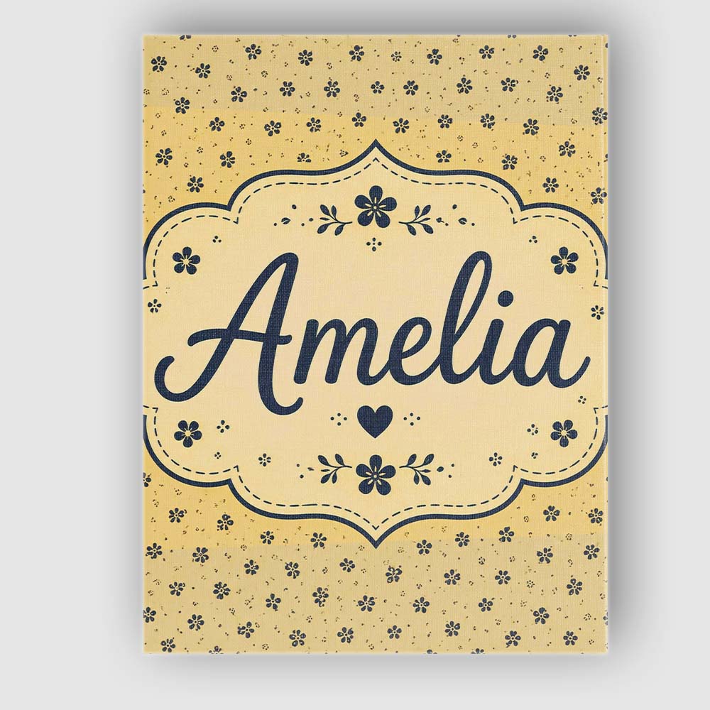 Personalised Name Minimal Beige Floral Custom  Modern Room Accent Elegant Feature Canvas Wall Art Print Decor Picture Ready to Hang