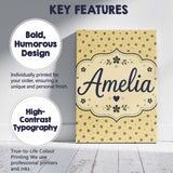 Personalised Name Minimal Beige Floral Custom  Modern Room Accent Elegant Feature Canvas Wall Art Print Decor Picture Ready to Hang