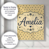Personalised Name Minimal Beige Floral Custom  Modern Room Accent Elegant Feature Canvas Wall Art Print Decor Picture Ready to Hang