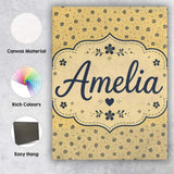 Personalised Name Minimal Beige Floral Custom  Modern Room Accent Elegant Feature Canvas Wall Art Print Decor Picture Ready to Hang