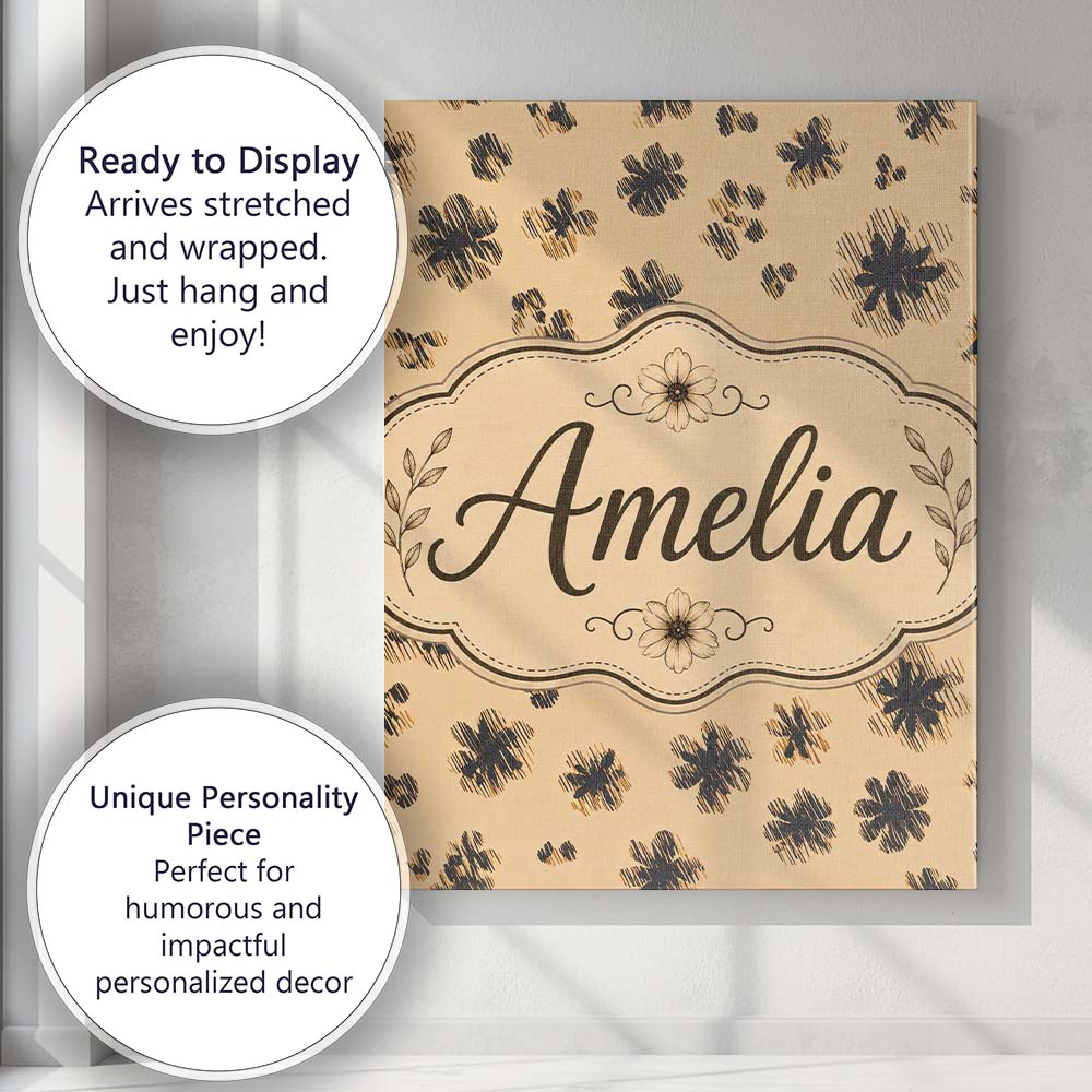 Personalised Name Abstract Leopard Spot and Custom  Bespoke Interior Contemporary Canvas Wall Art Print Decor Picture Ready to Hang